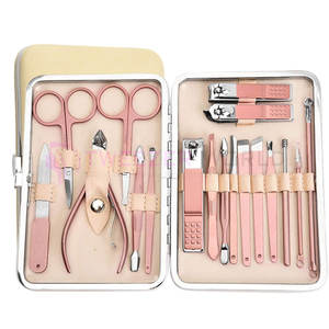 Ensemble professionnel de soins des ongles en acier inoxydable de 18 pièces en rose, coupe-ongles incarnés, outil de pédicure, kit de manucure et pédicure - Product Image 6