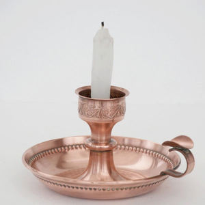 Bougeoir conique Vintage en métal or Rose, 2 pièces - Product Image 1