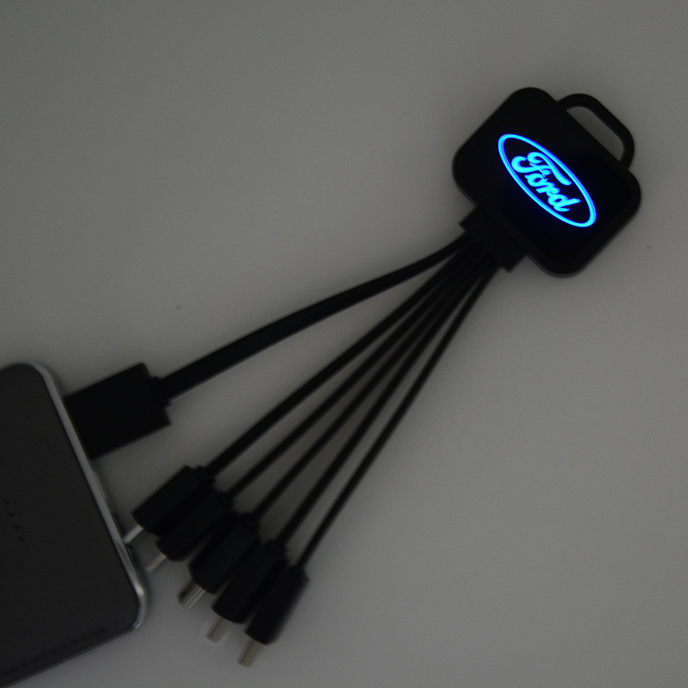 Светящийся светодиодный микро USB зарядный кабель 3 в 1, гравировка логотипа для брелока, Тип C, мини USB-кабель для телефона