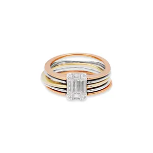 Custom 18K Yellow White And Rose Gold Ring With Diamond Gift For Girl Handmade Jewellery Manufacturer