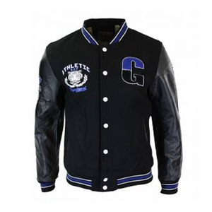 Veste universitaire de baseball pour homme de haute qualité 2026, tissu d'hiver avec broderie, col montant à capuche, manches en cuir - Product Image 1