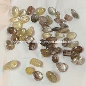 15mm 20mm Quartz rutilé doré fantaisie naturel à facettes poire ronde ovale coeur pierre précieuse calibrée en vrac grossiste achat régulier - Product Image 1