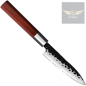 Couteau à steak 4 pouces avec gaine de haute qualité 5Cr15 lame damas manche en bois Pakka - Product Image 4