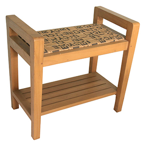 Modern Solid Teak Wood Garden Bench With Recycled Material Seat Sustainable <b>Outdoor</b> Entryway <b>Stool</b> Eco Friendly Home Furniture - Product Image 1
