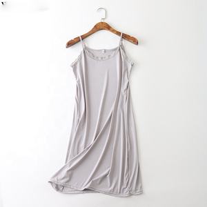 Camiseta sin mangas larga ajustable, ropa de dormir de noche, sensación Sexy, Spandex/seda, nailon, vestido con tirantes, talla grande, algodón, manga corta, patrón sólido - Product Image 2