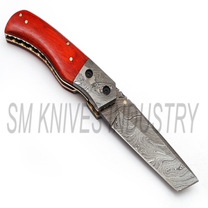 มีดดามัสกัสที่กำหนดเองที่ทำด้วยมือที่สวยงามซับล็อคมีดพับบิดรูปแบบ (Smk1259) - Product Image 2