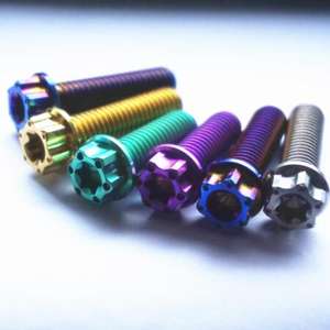 Tornillo <span class=keywords><strong>Dental</strong></span> anodizado, poste de brida M7, <span class=keywords><strong>Perno</strong></span> de acero de 12 puntos Gr5, pernos de titanio para motocicleta - Product Image 1