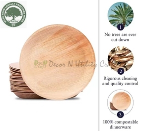 Factory Vintage Life Inc Eco Friendly Palm Leaf Compostable Plates 10 inch Round Biodegradable Disposable <b>Small</b> Set Bamboo Plat - Product Image 2