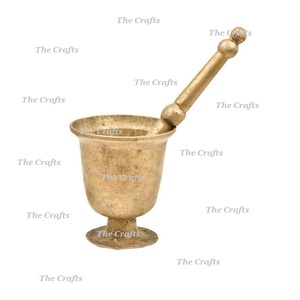 Ensemble mortier et pilon en laiton plaqué or ustensiles de cuisine broyeur d'épices et de poivre outils de broyeur d'herbes aux prix les moins chers - Product Image 6