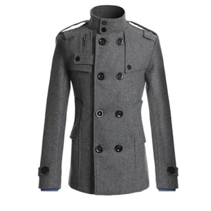 Manteau d'hiver pour homme de qualité supérieure, couleur unie, col Tron, en cuir véritable respirant, double boutonnage, sur mesure - Product Image 1