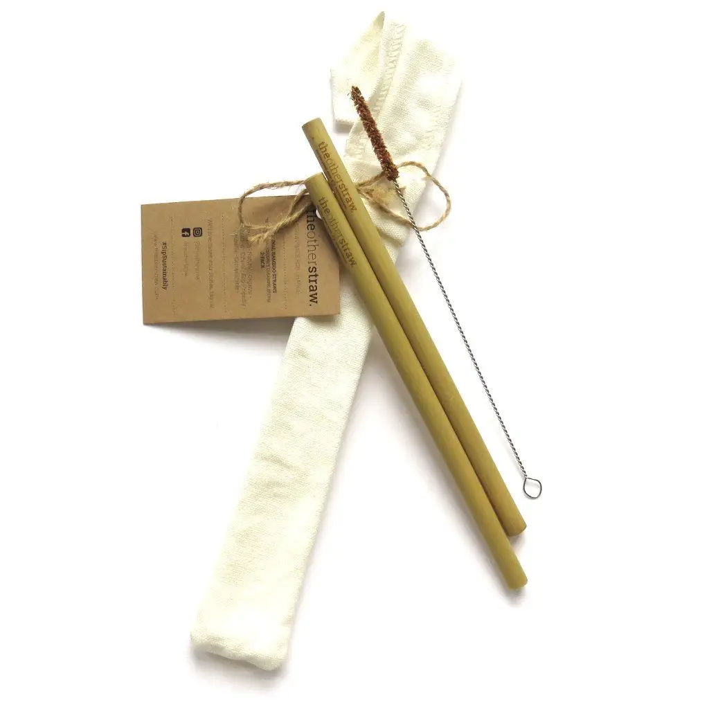 Лучшие предложения Набор бамбуковых соломинок очиститель кокоса и коробка бамбуковых соломинок в сумке