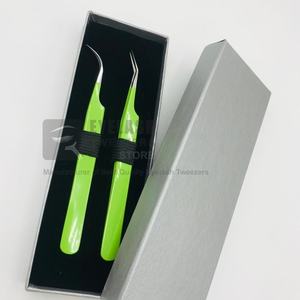 Pinzas para pestañas profesionales de acero inoxidable con recubrimiento en polvo de color personalizadas al por mayor agarre fuerte punta fina precisión duradera suave - Product Image 4