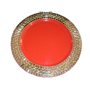 Decoración de mesa de cena Diseño de mosaico de vidrio Plato de servicio de fruta redondeado Plato de cargador de servicio de aperitivos - Product Image 2