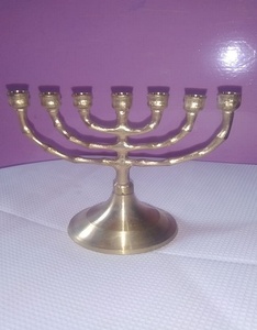Traditional Polished Menorah <b>small</b> size brass menorah Religious <b>Candle</b> Holder - Product Image 1