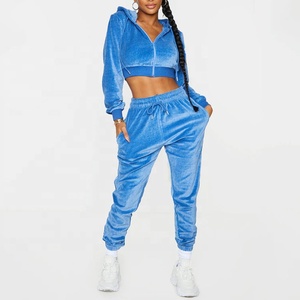 เซ็ตชุดวอร์ม2ชิ้นสำหรับผู้หญิงเสื้อครอปมีฮู้ดเสื้อครอปสำหรับวิ่งโลโก้ออกแบบได้เองสำหรับผู้หญิง - Product Image 2