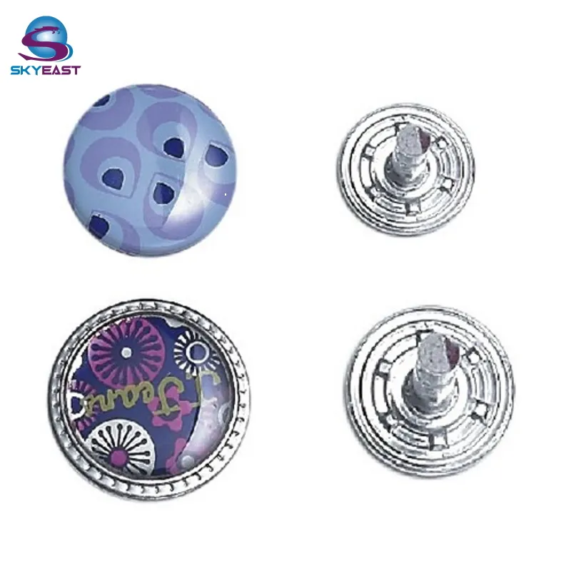Printed Buttons Wholesale Special Style Printed Logo Closed Top Jean Shank Buttons