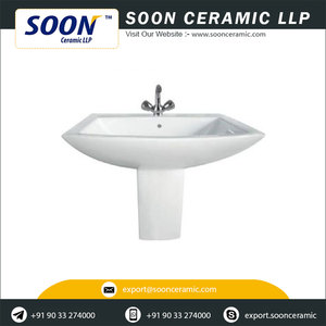Lavabo de cerámica de alta calidad, medio Pedestal para baño moderno, ropa sanitaria - Product Image 2