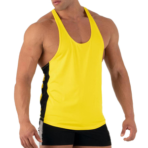 Couleur jaune respirant course surdimensionné débardeurs entraînement coton Slim Fit goutte bras Stringer gilet hommes débardeur - Product Image 3