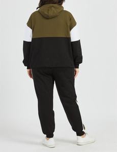 Conjunto de chándal ecológico con diseño personalizado multicolor de talla grande para mujer con capucha y cremallera - Product Image 6