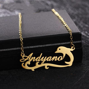 Bijoux personnalisés en argent sterling 925 Nom personnalisé Coeur ou <span class=keywords><strong>Dauphin</strong></span> Plaque d'identification <span class=keywords><strong>Collier</strong></span> - Product Image 6