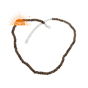 Collier chaîne de perles en argent sterling fin de haute qualité 2026 avec pierres précieuses en quartz fumé naturel pour femmes - Fabricant - Product Image 1