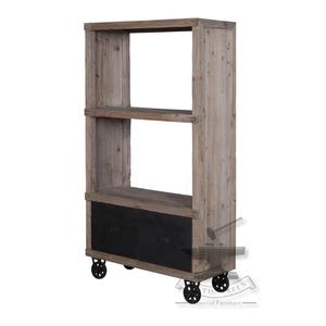 Estantería de diseño industrial vintage de hierro y madera vieja, dos cajones para el hogar, oficina, sala de estar, almacenamiento de libros para aplicaciones de dormitorio - Product Image 5