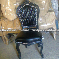Chaise de salle à manger noire, style Baroque, française