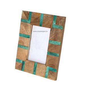 Cadres photo décoratifs en bois et laiton à suspendre, lot de 10 pièces, incrustation, idéal pour cadeaux de mariage, vente en gros - Product Image 3