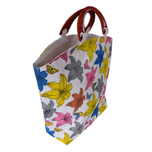 Bolso de mano de yute con borlas de lino para mujer de verano con estampado de flores, bolso de playa ecológico, bolso de sisal reciclado - Product Image 2