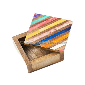 Handmade Vintage MDF Wood Bone Inlay Jewelry <b>Box</b> Colorful Decorative Trinket & Gemstone Storage for Gift Carton <b>Packing</b> - Product Image 1