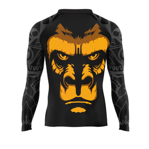 เสื้อรัดกล้าม MMA สีขาวดำลายกอริลลา แขนยาว ปรับแต่งได้ พิมพ์ลายแบบซับลิเมชั่น ผ้าสแปนเด็กซ์/โพลีเอสเตอร์ 220-260gsm สำหรับทุกเพศ - Product Image 6