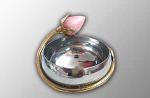 Bol de service ovale en métal décoratif avec pierre en résine décorative pour la décoration de la maison, de l'hôtel, du mariage, bol de service alimentaire - Product Image 4