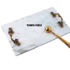 Plateau de service en marbre de luxe conception personnalisée fait à la main nouveau plateau de service meilleure vente en gros nouveau plateau de service en marbre - Product Image 2