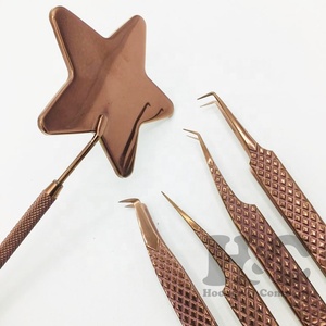 แหนบขนตาปลอมสีโรสโกลด์พร้อมโลโก้ขนมิงค์แหนบต่อขนตาปลอมแบบคงทน - Product Image 3