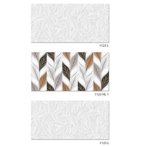 Fond de couleur blanche avec des feuilles de couleur marron design décoratif salon carreaux de mur en céramique 30x60cm - Product Image 1