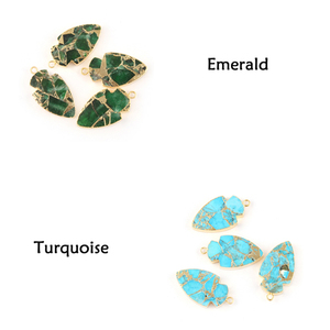 Ompressed-conector de cobre verde turquesa para pendientes, piedra preciosa, chapado en oro - Product Image 5