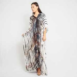 Cubierta de baño de caftán bohemio de tamaño libre para mujer, traje Sexy hecho a mano con tinte de corbata, ropa de playa de vacaciones de verano, estilo dulce hasta el suelo - Product Image 1