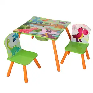 Popular design kids study table high quality wooden dinasour study table for kids low price study table computer desk