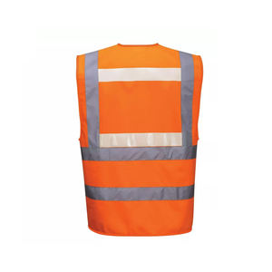 Chaleco de seguridad laboral reflectante de alta visibilidad con logotipo personalizado Material impermeable de poliéster y nailon para trabajo público al aire libre - Product Image 4
