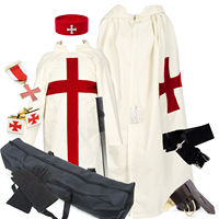 Tunique personnalisée rouge, noir, blanc, vêtements de la fraternité des Templiers, vêtements ethniques en lin respirant