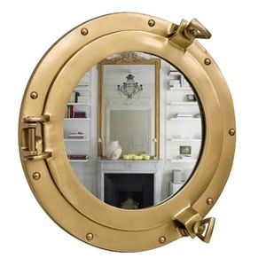 Miroir en verre nautique à fenêtre solide en laiton pour décoration intérieure durable de forme arrondie inspiré des fournitures marines à hublot de basse - Product Image 1