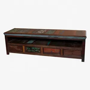 Hot Sale Indonesian eco friendly home furniture TV Cabinet General Use Recycled Wood TV Stand For Hotel