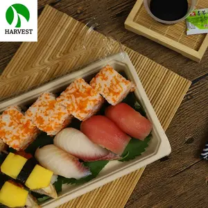 Japanese Sushi Pack Food Grade Paper Pulp Box For Food With Clear Lid