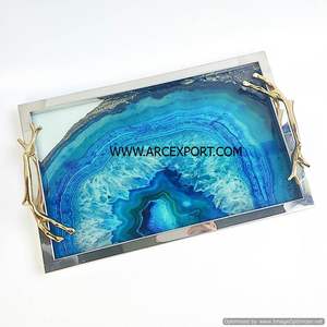 Nouveau plateau de nourriture de couleur blanche fantaisie avec poignée dorée forte pour la maison hôtel et Table de Restaurant plateau de service décoratif à vendre - Product Image 6