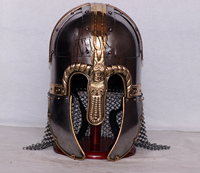 Casque Viking normand médiéval 18 Ga acier et chaîne mail réplique rustique Vintage décor à la maison cadeaux