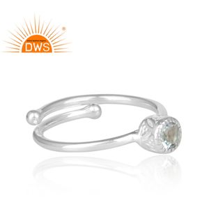 Bague en argent fin en topaze bleue, couronne fantaisie ronde, vente en gros, fabricant, bijoux - Product Image 3