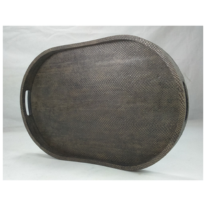 Plateau ovale en faux shagreen noir DAPHOCO 0,58x0,38x0,065 Vietnam, taille personnalisée, modèle en bois acrylique bambou 095, directement de l'usine - Product Image 3