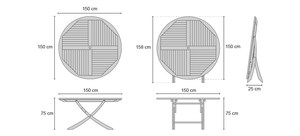 <b>Round</b> Solid Teak Wood Durable Outdoor Foldable Modern Design <b>Table</b> Garden Furniture - Product Image 2