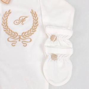 ชุดรอมเปอร์เด็กทารกชายแรกเกิด 4 ชิ้น ผ้าฝ้าย 100% สีเบจ คุณภาพสูง สำหรับฤดูใบไม้ผลิ แขนยาว ถักนิตติ้ง ขายส่งแบบกำหนดเองได้ - Product Image 5