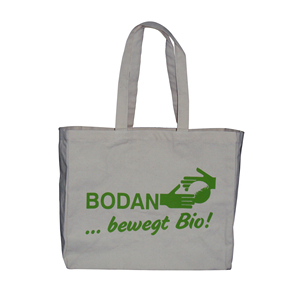 Bolsa de compras de algodón serigrafiada personalizada con certificado Fairtrade, lona reciclada, patrón geométrico, artículo de uso diario ecológico - Product Image 1